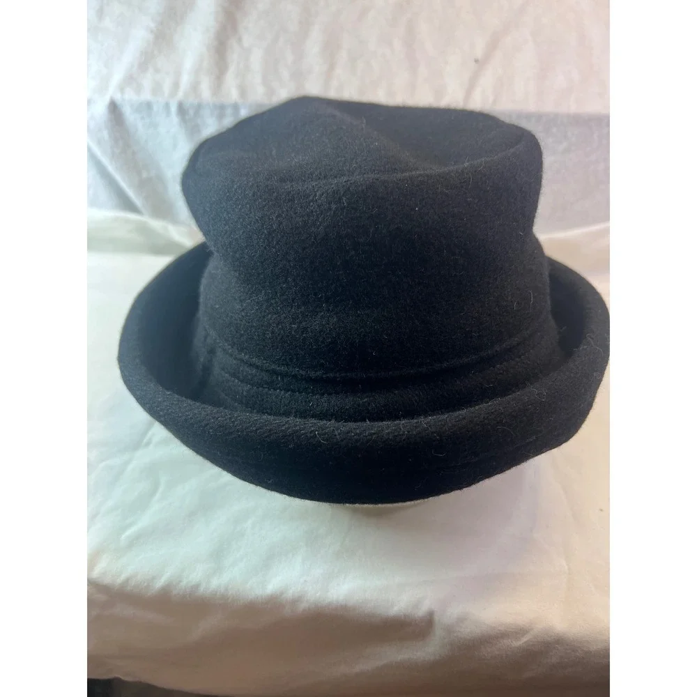 New York Hat & Cap Co Black Wool Felt Bucket Hat Made in USA Women Vintage Style